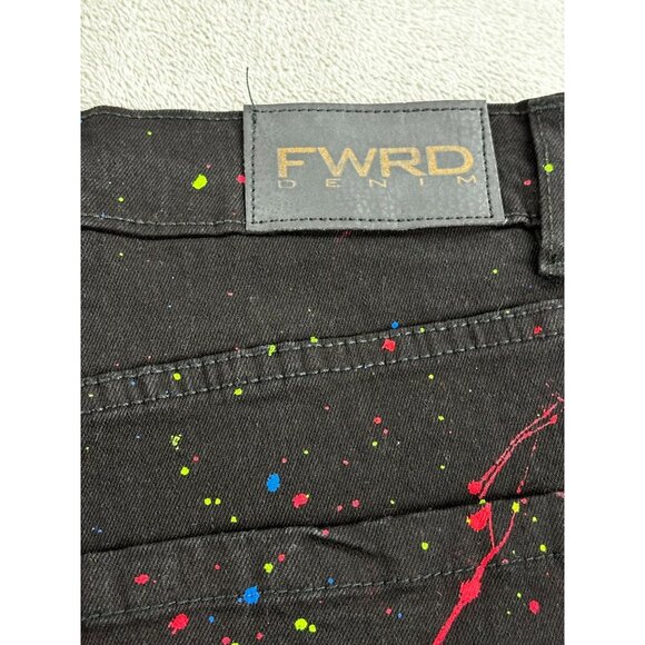 FWRD Denim Paint Splatter Distressed Jeans Mens Size 38 Black Cotton Inseam 32 - Picture 8 of 9